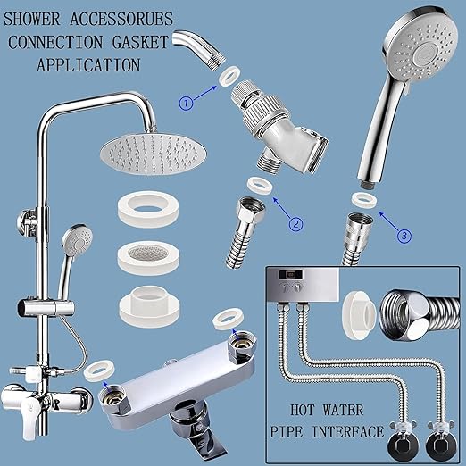 ZDBB 70 Pcs Plumbing Silicone Gasket Assortment Kit VMQ Silicone Washer for Assorted Shower Head Garden Hose High Temperature Hot Plumbing Pipes Fittings Seal Repair