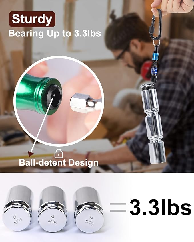 katerk 6pcs 1/4 inch Hex Shank Aluminum Alloy Screwdriver Bits Holder 8 Sets, Light-weight Quick-change Extension Bar Keychain Drill Screw Adapter Change Portable（6 Colors With Black Carabiner)