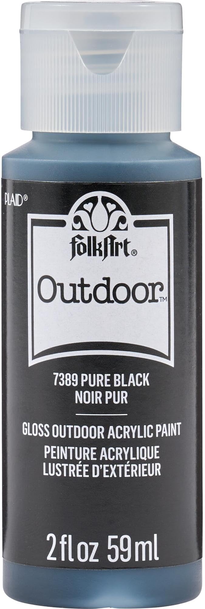 FolkArt Outdoor Acrylic Craft Paint, Gloss Finish, Pure Black, 2 fl oz