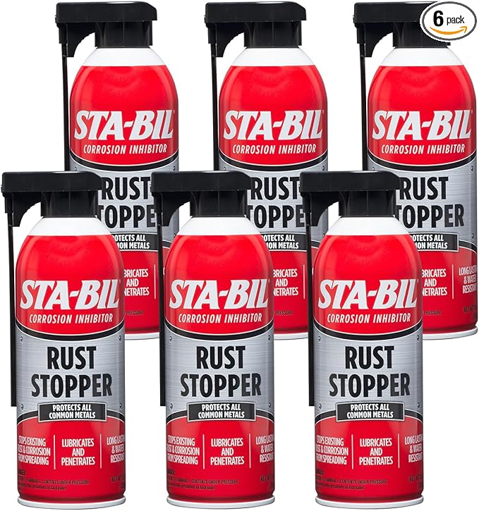 STA-BIL Rust Stopper - Protects All Common Metals, Lubricates And Penetrates, Long Lasting and Water Resistant, Stops Existing Rust and Corrosion From Spreading, 13oz (22003-6PK)