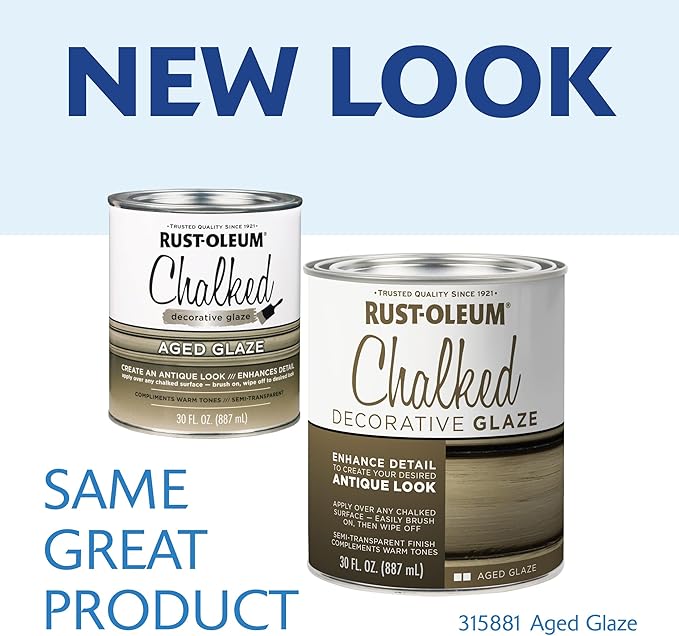 Rust-Oleum 315881-2PK Chalked Decorative Glaze, 30 oz, Semi-Transparent Aged, 2 Pack