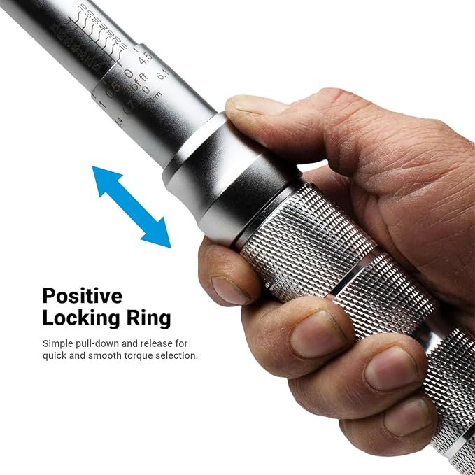Capri Tools 31202 30-150 Foot Pound Industrial Torque Wrench, 1/2" Drive, Matte Chrome