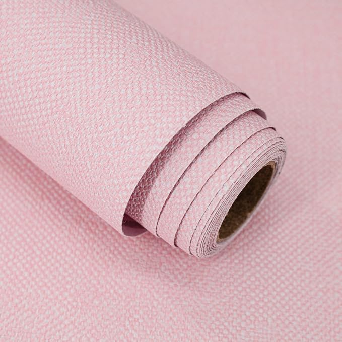 Pink Peel and Stick Wallpaper Grasscloth Paper 15.7in x 393.7in | Textured Wallpaper Peel and Stick Vintage Faux Linen Contact Paper Self Adhesive Removable Grasscloth for Bedroom Vinyl