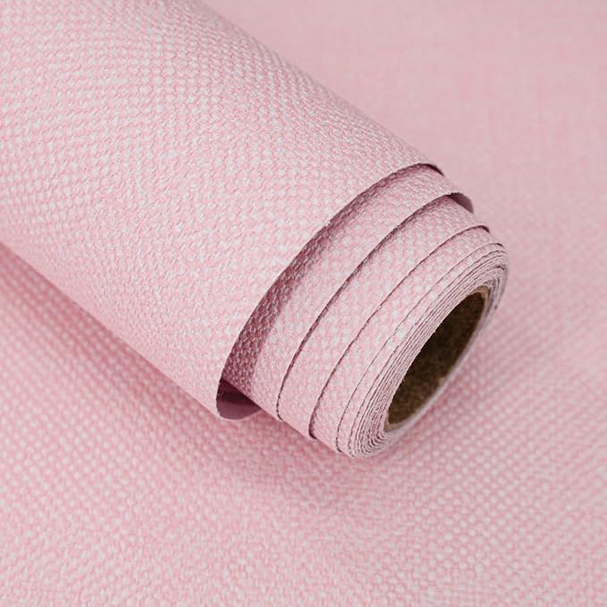 Pink Peel and Stick Wallpaper Grasscloth Paper 15.7in x 118.1in | Textured Wallpaper Peel and Stick Vintage Faux Linen Contact Paper Self Adhesive Removable Grasscloth for Bedroom Vinyl