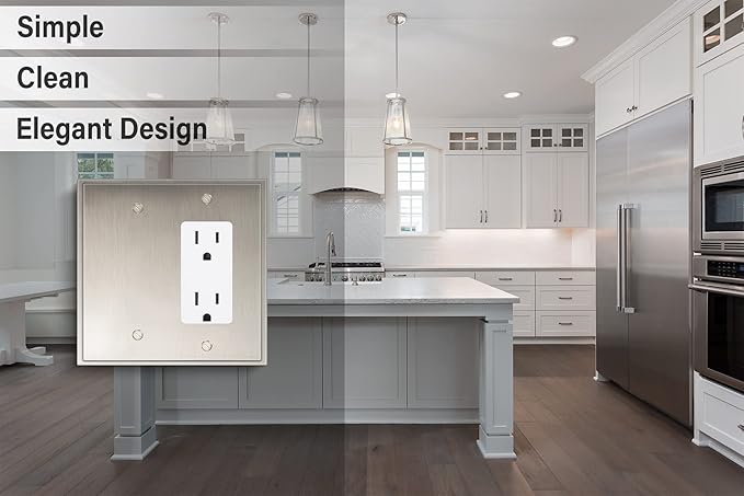 Henne Bery Soft Modern Decorative Wall Plate Switch Plate Outlet Cover (Blank/Decorator, Satin Nickel)