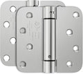 2 Pack Self Closing Door Hinges, 4 Inch Spring Loaded Door Hinges with 5/8'' Radius Corners, Adjustable Tension for Garage, Front, Back Door, UL Listed, Left and Right Hand, Brushed Nickel