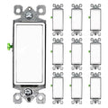 Faith [10-Pack] Single-Pole Decorator Paddle Wall Light Switch, 15A 120/277V, On/Off Rocker, White, 10-Piece
