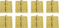QCAA Square Door Butt Hinge, Heavy Gauge, Swaged, Loose Pin, 2"x2"x2.0mm, Brass Plated, Made in Taiwan, 8 Pack