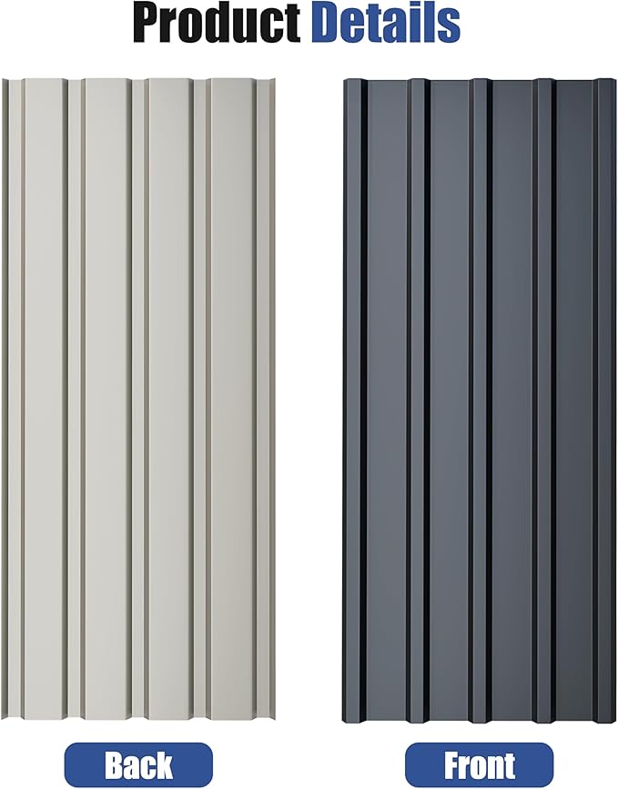 Brakki Metal Roofing Panels 10pcs 52.4 ft², L42.52"xW17.72" Grey Corrugated Galvanized Steel Roof Panels with Screw, Heavy Duty Metal Siding Suitable for Garages Chicken Coop Sheds Stables Patio