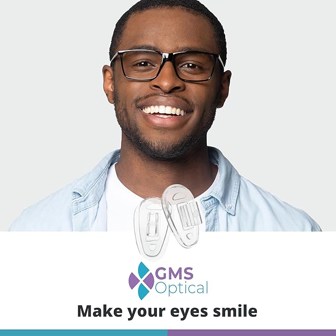 GMS Optical Push in Silicone Nose Pads for Glasses | 11mm Small, 6mm Normal Width | Non Slip Nose Grips, Eyeglass Accessories for Kids & Small Frames, Provides Comfort & Stability (5 Pairs, Clear)