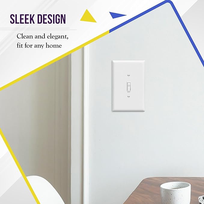 ENERLITES Oversized Toggle Light Switch Wall Plate, Gloss Finish, Jumbo Light Switch Cover, Oversize 1-Gang 5.5" x 3.5", Unbreakable Polycarbonate Thermoplastic, 8811O-W-5PCS, White, 5 Pack
