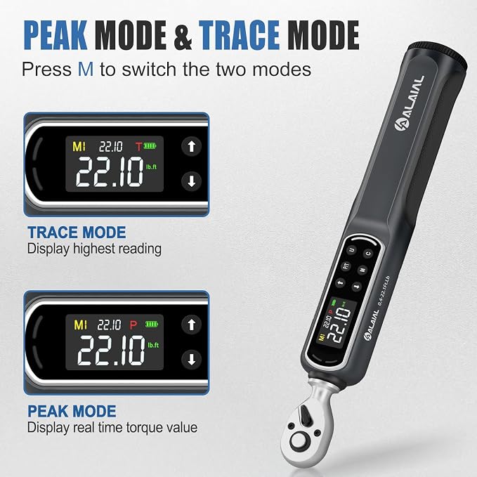 1/4" Drive Digital/Electronic Torque Wrench Set 0.4-22.1 Ft.Lb | ±2%Accuracy, LED Display, Buzzer & Vibration Alert, Dual Direction, with Bits, Sockets, Hex, for Motorcycle, Bike Repair, DIY