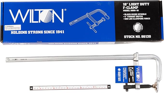 Wilton Light-Duty F-Clamp, 18" Opening, 4" Throat, 660 Lbs. Clamping Force (Model 660S-18)