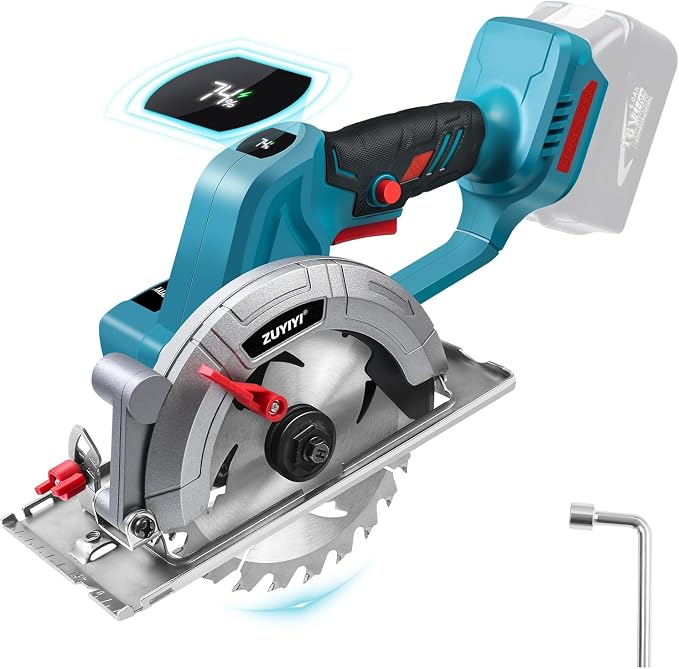 6 Inch Cordless Mini Circular Saw for Makita 18V Battery(Not Inclued), 12000RPM 2"(90°) Cutting Depth, Brushless Compact Tile Saw for Wood, Tile, Metal, Plastic, for 5-1/2, 5-3/8 Inch Blade