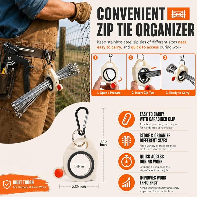 450Pcs Metal Zip Ties Gun Kit, Silver 8/12/16in & Black 8/12in Stainless Steel Zip Ties, Heavy Duty Cable Tie Fastening Cutting Tool Set with Organizer, Gloves, Storage Bag for Fence, Exhaust Wrap