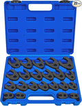 SIXIWANZI Metric Crowfoot Wrench Set, 22pc Flare Nut 8-32mm 3/8" 1/2" Drive | 8-32mm CR-MO steel, black phosphate no slip grip, ratchet torque ready, tight space steering brake line auto repair