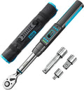 Seesii 3/8" Digital Torque Wrench, 0-162 ft-lb/0-220 N·m, ±2% Accuracy | Buzzer & LED Alert, Peak & Track Mode, Dual Direction Ratchet, 5 Units of Measure, for Bike, Motorcycle, Automotive Repair