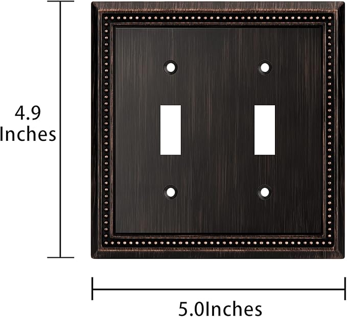 Henne Bery Sunken Pearls Heavy Duty Decorative Wall Plate Switch Plate Outlet Cover (Double Toggle, Aged Bronze)