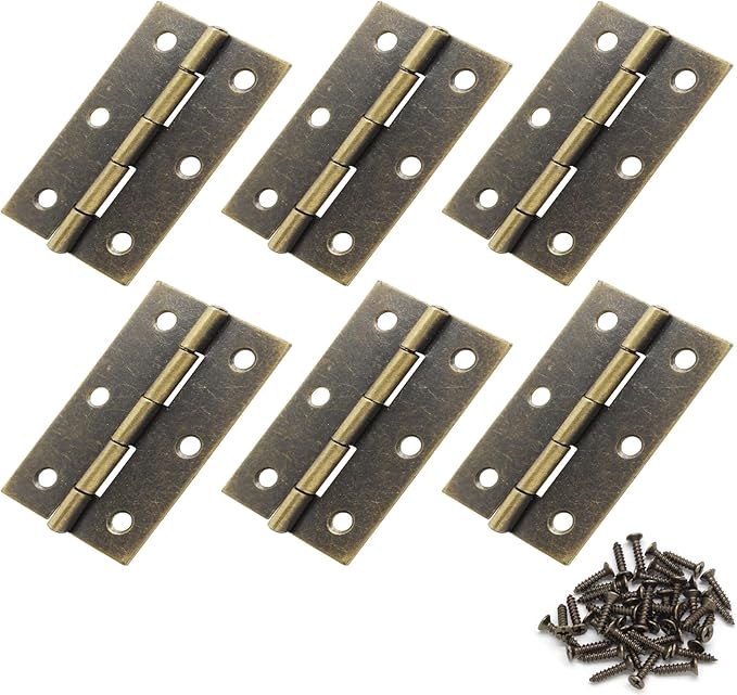 Murtenze 6 Pack 2.5 Inch Door Hinge, Antique Bronze Butt Hinges with Mounting Screws