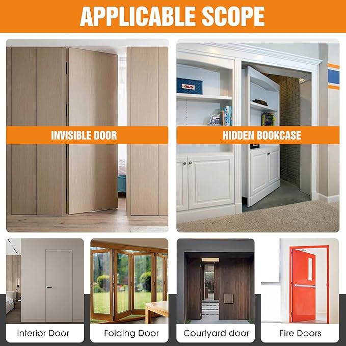 6" Hidden Door Hinge/Concealed Hinges,Invisible Hinges,Invisible Door Silent 180 Degree Swing Hinge 3-Way Adjustable Butt 6 x 2.5 x 1inch (Silvery, 6 inches)