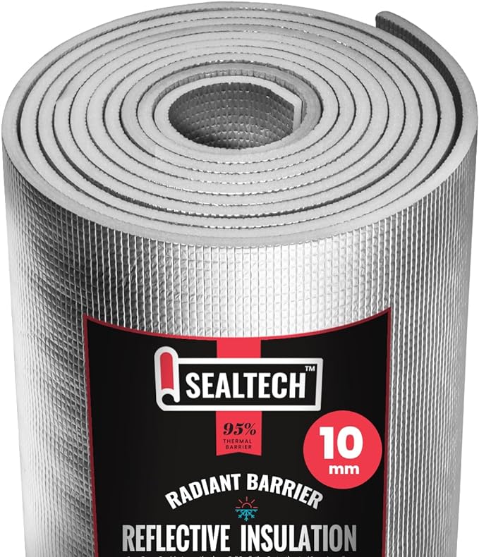 Ultra Heavy Duty 10mm Reflective Insulation Roll - Premium Foam Core Radiant Barrier for Energy Conservation -Commercial Grade Soundproofing Thermal Shield for Indoor and Outdoor (36" X 40')