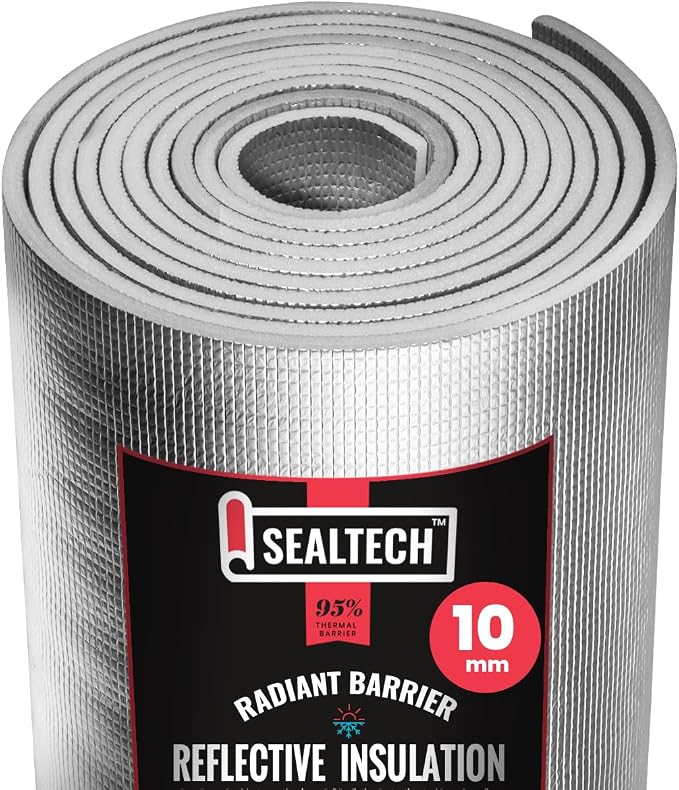 Ultra Heavy Duty 10mm Reflective Insulation Roll - Premium Foam Core Radiant Barrier for Energy Conservation -Commercial Grade Soundproofing Thermal Shield for Indoor and Outdoor (24" X 20')