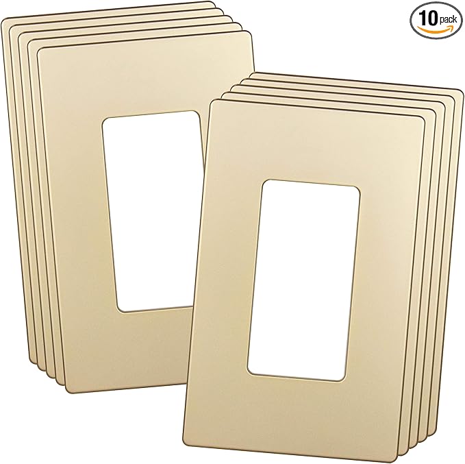ENERLITES Elite Series Screwless Decorator Wall Plate Child Safe Outlet Cover, Gloss Finish, Size 1-Gang 4.68" H x 2.93" L, Unbreakable Polycarbonate Thermoplastic, SI8831-GD-10PCS, Gold (10 Pack)