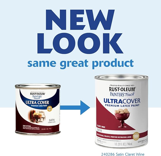 Rust-Oleum 240286 Painter's Touch Latex Paint, Satin Claret Wine,1 Quarts (Pack of 1)