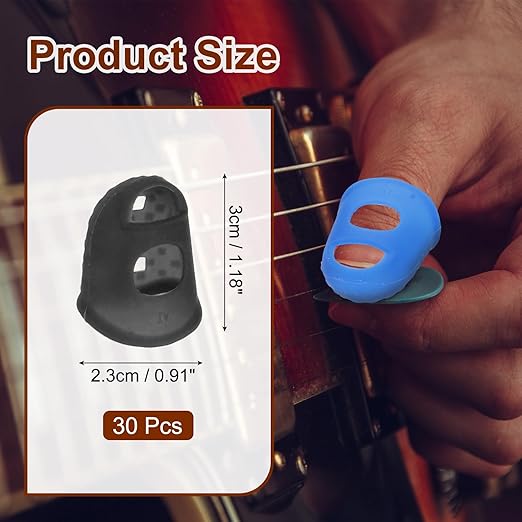 PATIKIL Finger Tip Covers Cots, Black Silicone Finger Protectors Gloves Breathable Reusable Fingertip Caps with Air Holes for Dry Skin Finger Cracking, XL, 30 Pcs