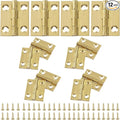 12Pcs Solid Brass Mini Hinges, 1 Inch Mini Solid Brass Butt Hinges, Small Folding Brushed Gold Interior Door Hinges