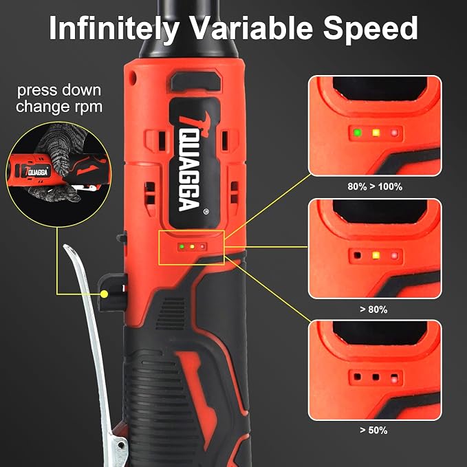 3/8" Cordless Electric Ratchet Wrench Set, 18V Power Ratchet Tool Kit With 2 Packs 2000mAh Battery And Charger, 45 FT-LBS Battery Powered Wrench with LED Lights