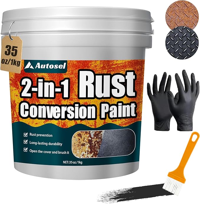 2-in-1 Rust Converter & Metal Primer, Stops Rust,Rust Inhibitor Paint for Metal, Rust Conversion Paint, Heat-Resistant Anti Rust Coating for Car, Marine, Industrial, Chassis, Long-Lasting (34.9 oz)