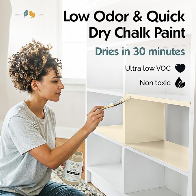 Chalky Chicks 32 Fl Oz Matte Cuppa Latte Tan Chalk Paint for Furniture Without Sanding - No Prep Furniture Paint No Sanding All in One for Crafts, Wood, Cabinet, Walls, Metal, Dresser, Farmhouse