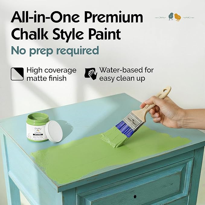 Chalky Chicks All-in-One Chalk Paint for Furniture or Cabinet - 8 Fl Oz - Matte Finish Pistachio (Lime Green) for Metal, Wood Furniture Paint - No Sanding All-in-One for Home Decor & Crafts, USA Made