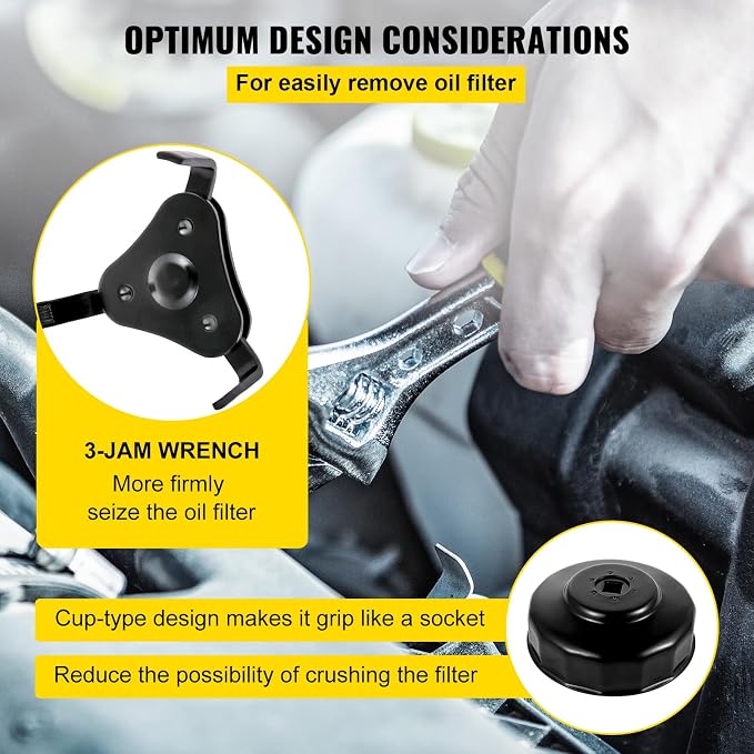 VEVOR Oil Filter Socket Set, 30 Pcs, Steel, Black, 3-Jam Wrench
