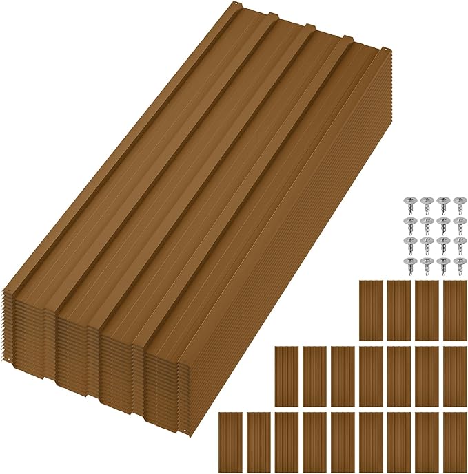 GarveeLife 20Pcs Metal Roofing Panels for Carport, Heavy Duty Metal Carport Kits, Galvanized Steel Corrugated Panels, for Patio Outdoor Garden, 42.52 in x 16.8 in