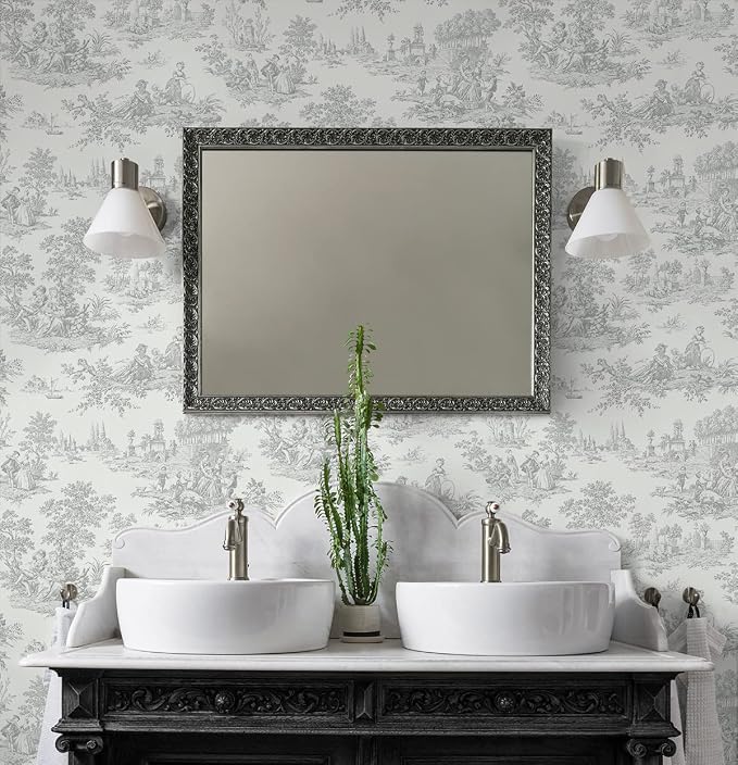 NextWall Chateau Toile Peel and Stick Wallpaper (Argos Grey)