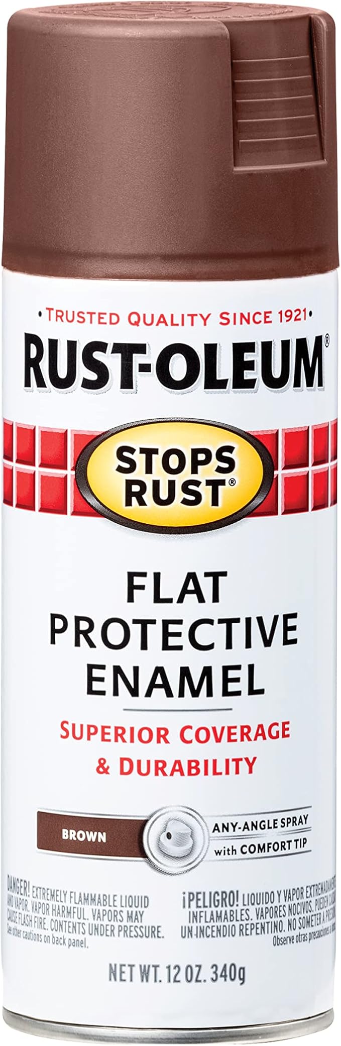 Rust-Oleum 214085 Stops Rust Spray Paint, 12 oz, Flat Brown