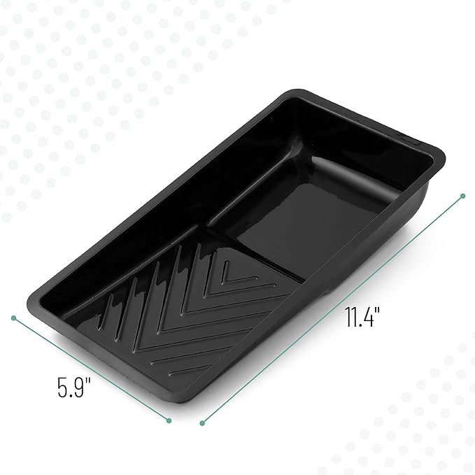 Bates 4 Inch Paint Tray Liners - 12 Pack Black Plastic Disposable Paint Pans