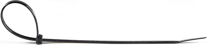 StarTech 10"(25cm) Cable Ties, 94V-2/UL Listed, Black, TAA (CBMZT10B) | 1/8"(4mm) wide, 2-5/8"(68mm) Bundle Diameter, 100 Pack, 50lb(22kg) Tensile Strength, Nylon Self Locking Zip, Curved Tip