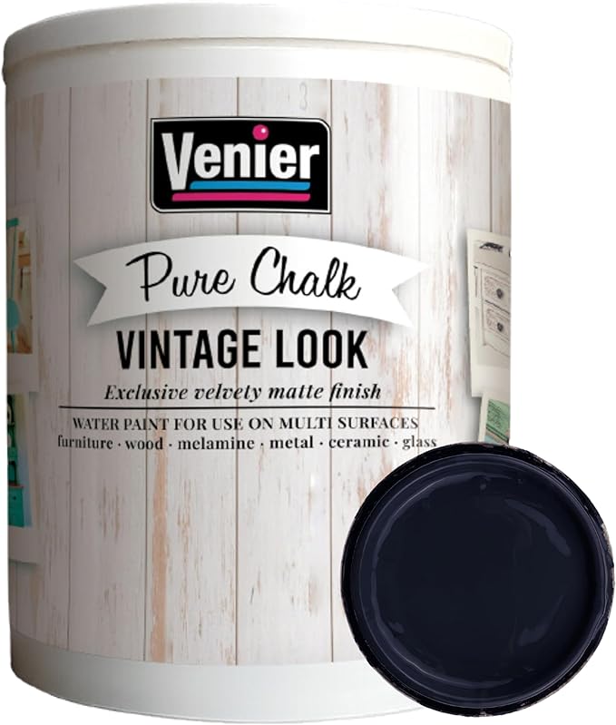 Chalk Pure Paint - for Furniture, Crafts, Home Decor - All-in-One – DIY – Eco-Friendly (Vintage [Black]), (33.81 oz)