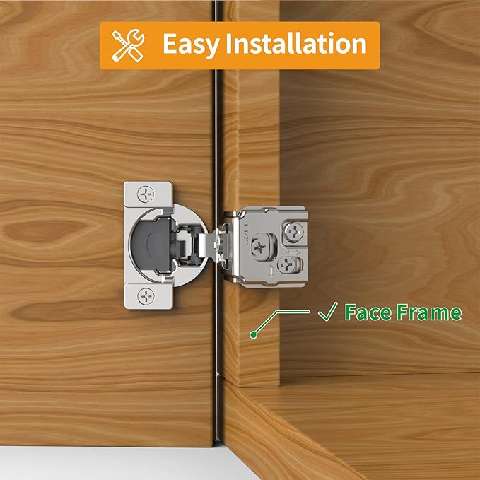 Chibery 8 Pack 1-1/2" Overlay 3D Soft Close Concealed Hinge for Face Frame Door, Satin Nickel, Hidden 105 Open Angle Stainless Steel Hinge for Kitchen Cabinet Door
