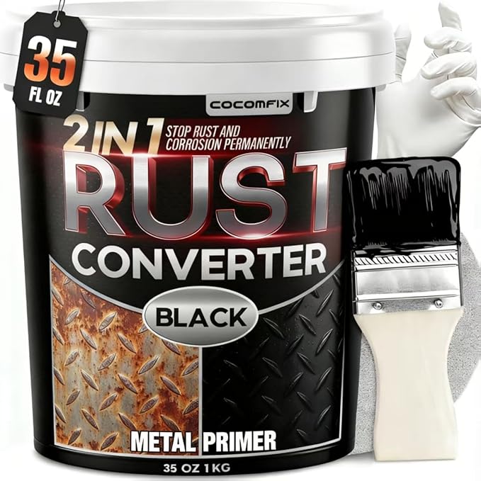 Ultra 2-in-1 Rust Converter Paint & Metal Primer, 35 oz Heat-Stable Rust Reformer & Encapsulator for Frame, Chassis, Trailer, Truck, Paint Directly Over Rust, No-Topcoat Needed, Matte Black