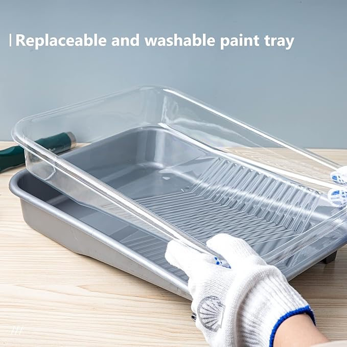 Mister Rui 9 Inch Paint Tray Liners, 20 Pack Disposable Paint Roller Tray Liners 9 Inch, Large Paint Trays for Painting Walls, Plastic Paint Tray, Replaceable Tray Liners