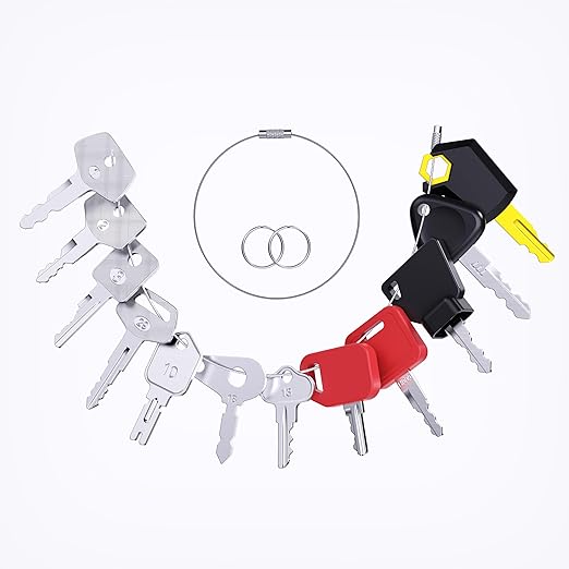 12 Heavy Equipment Keys Master Set, Construction Ignition Keys for CAT Caterpillar 5P8500 JCB 14607 Takeuchi H806 Hitachi John Deere Hyster 166 Komatsu 787 Volvo