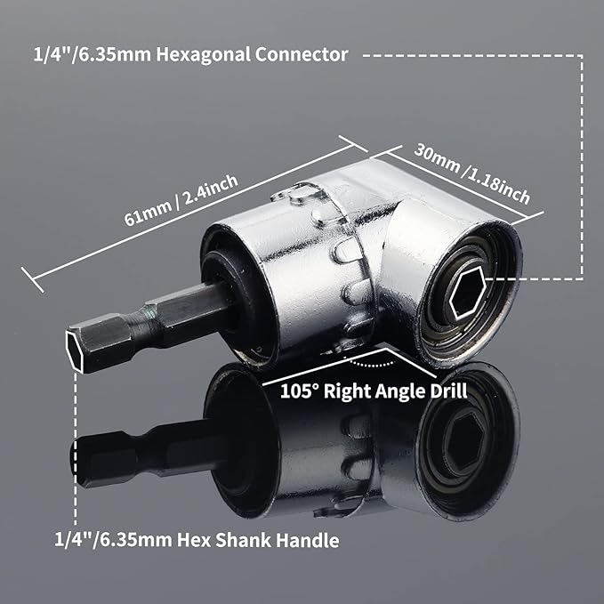 Katerk Bit Holder Key Chain Cool Gadgets, Gifts Drill Bit Holder, 1/4 Hex Bit Holder for Impact Driver, w/Cool Stuff Right Angle Drill Attachment for Household Workplace Industry