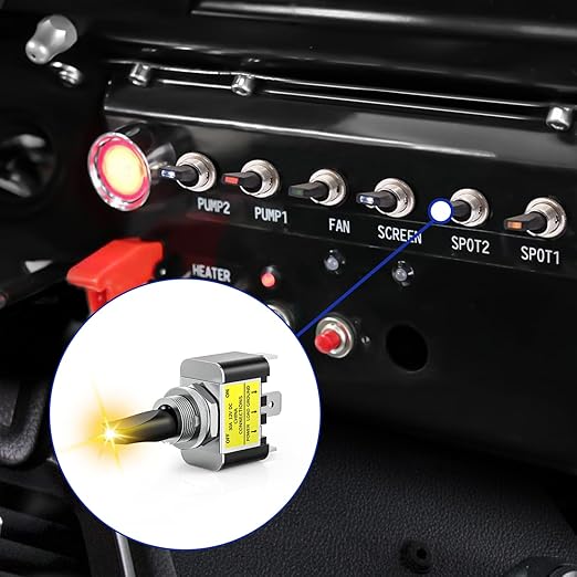 Nilight 2PCS Yellow LED Toggle Switch 12V DC 30A 3 Pin On Off 2 Position Heavy Duty Rocker Switch with 14AWG Wire for Automotive Cars Trucks Boats Racing Cars Auto Boat