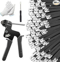300PCS 11.8Inch 304 Steel Cable‑Ties Kit with Gun, Screwdriver & Gloves | High‑strength 304‑steel zip ties provide long‑lasting secure fastening for outdoor‑fence installations.