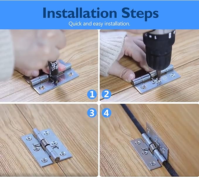 Luomorgo 4 Pcs Spring Loaded Hinges for Cabinets, 1.5 Inch Length Stainless Steel Spring Hinges Self Closing