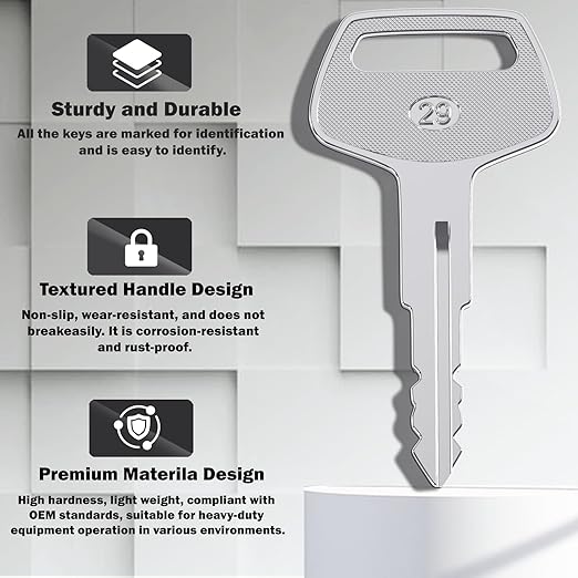 Heavy Equipment Ignition Key, 10 Pack 787 Komatsu Key, Replaces OEM Part TR261434 Fit Excavators, Dozers, Loaders and Backhoes